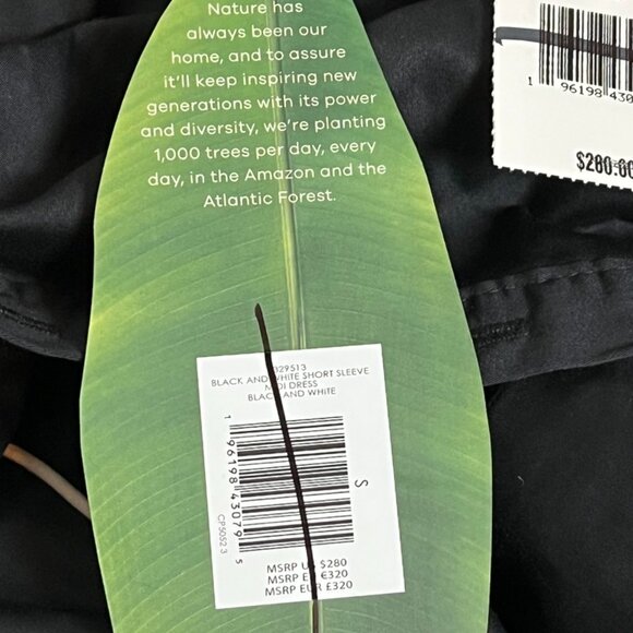 NEW with Tags Farm Rio twisted cotton midi dress in Black and White Size Small - Picture 9 of 10